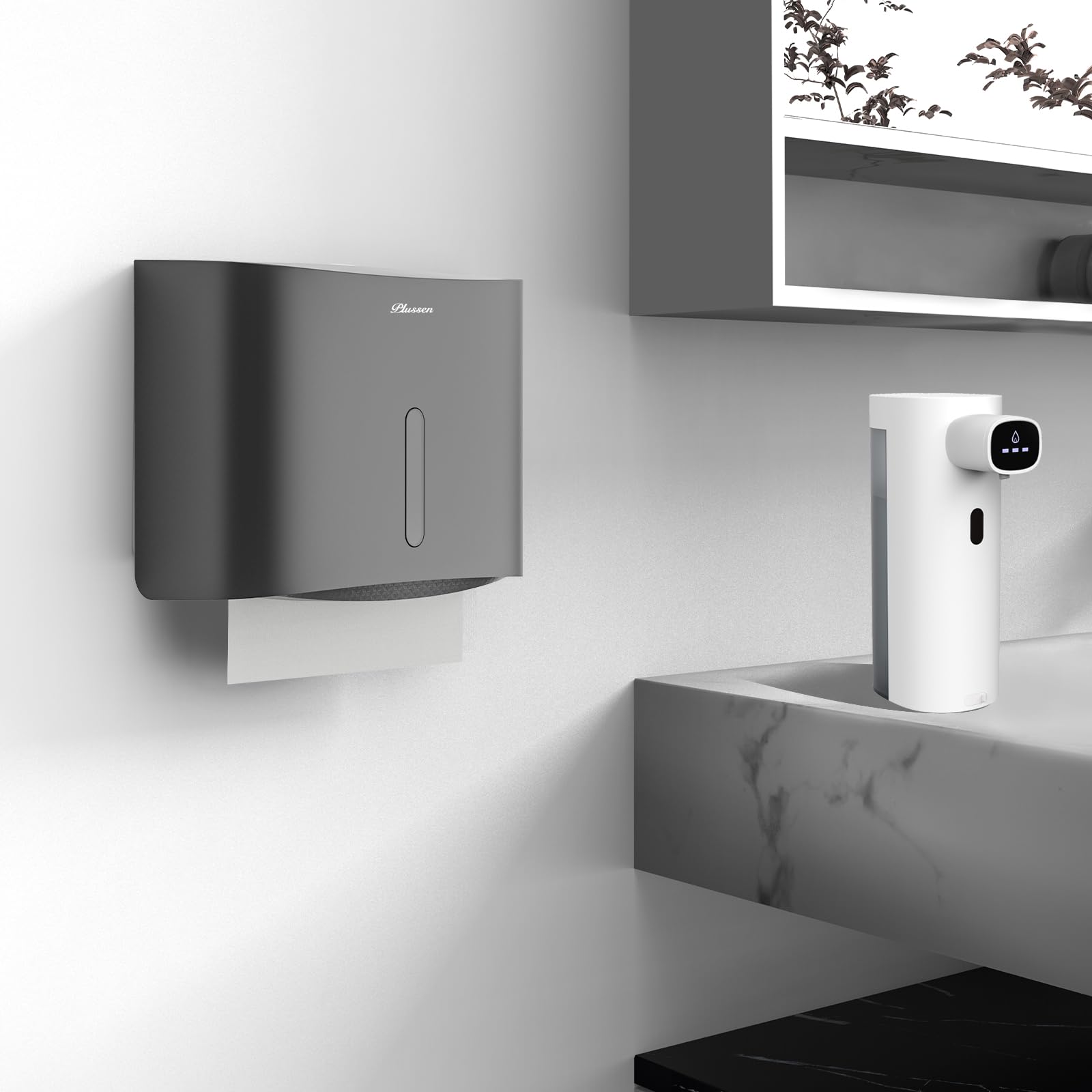 Dispenser Carta Asciugamani,dispenser salviette bagno da muro,Tovaglioli Piegati a Z ed Intercalati dispenser asciugamani carta,Può Contenere Fino A 200 Fogli (PNIT6015-argento)