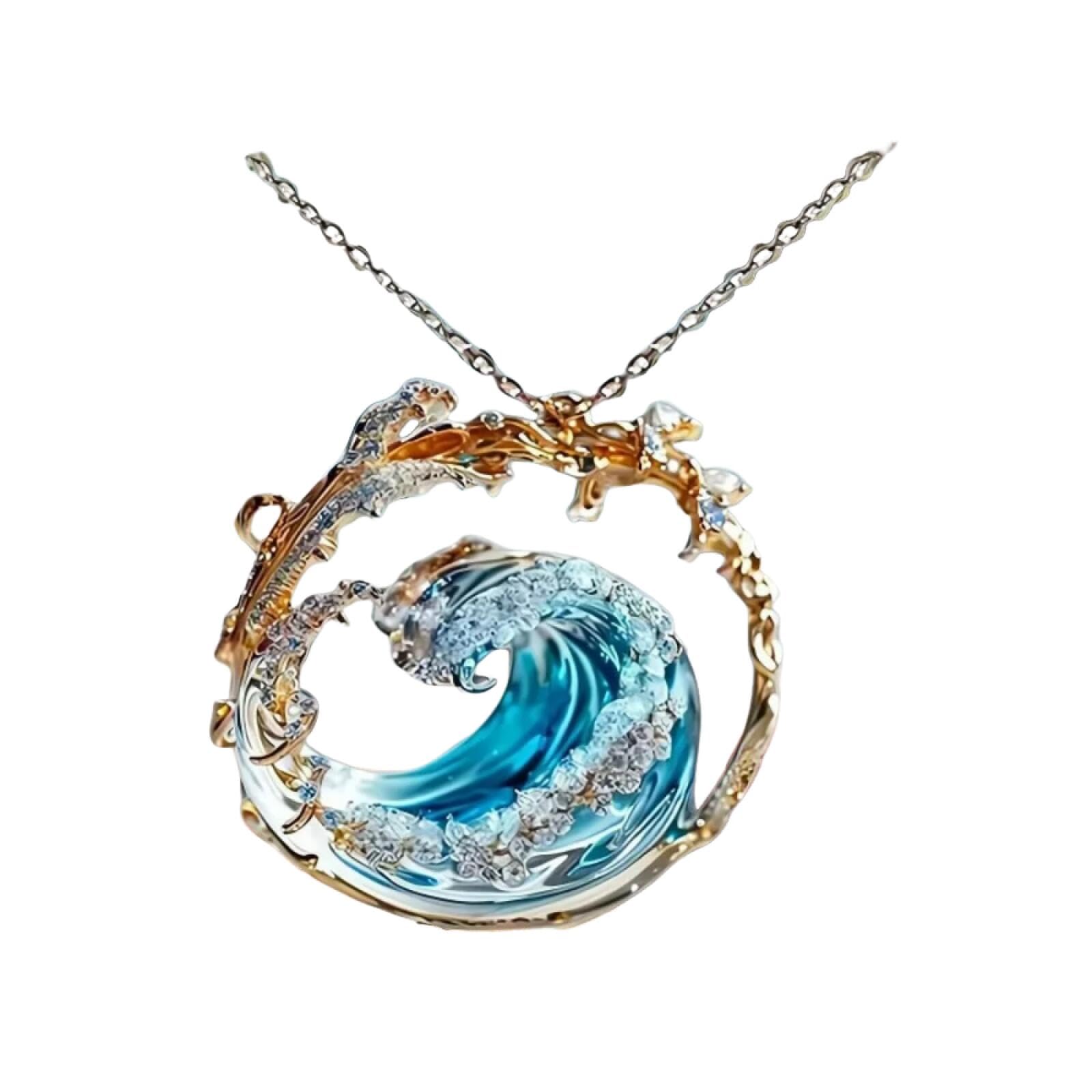 Conjunto de joyas de ondas para regalo de mujer, kit personalizado de pendientes y collar 4