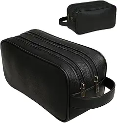 Necessaire Masculina Couro Legítimo Grande bolsa porta objeto viagem Organizador MONOLO (Preto)