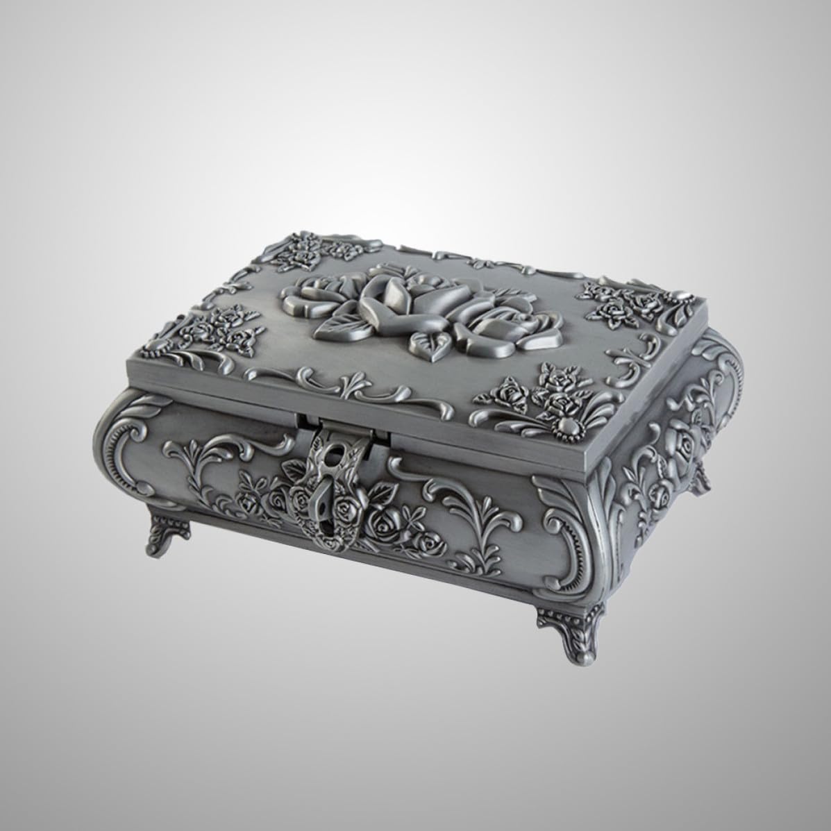 Gatuida 3 Piezas Joyero Vintage de Metal Plata Compartimentos para Anillos