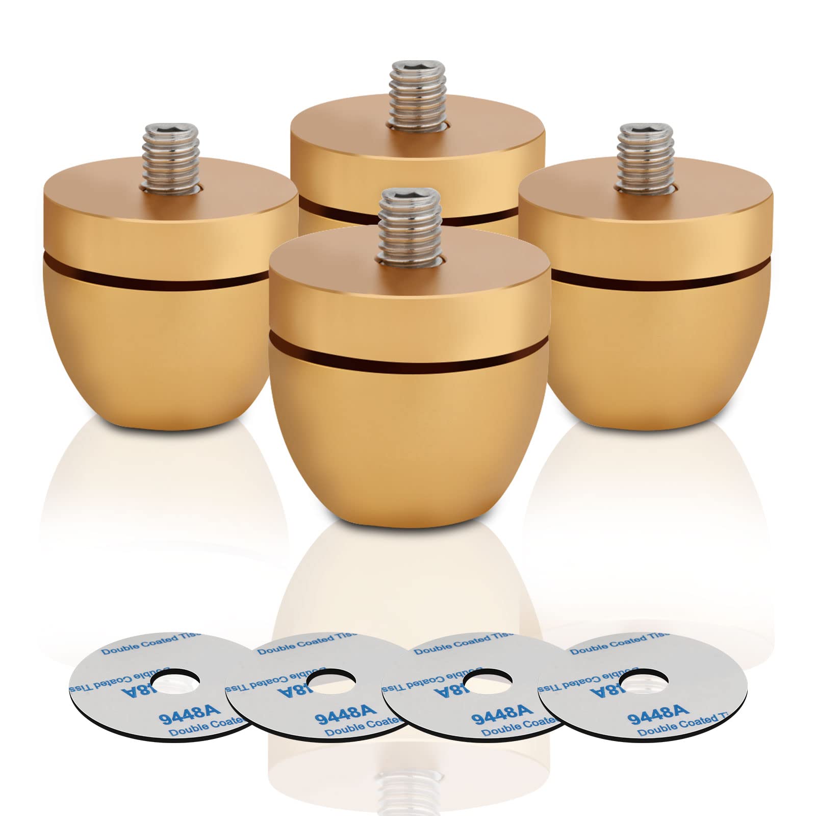 YuanYong Speaker Insulation Feet Aluminium 33 mm x 30 mm High-End HiFi Speaker Pads Insulation Feet Subwoofer Feet Audio Amplifier Feet for Audio, Speaker, Subwoofer, Home Cinema (Pack of 4, Gold)