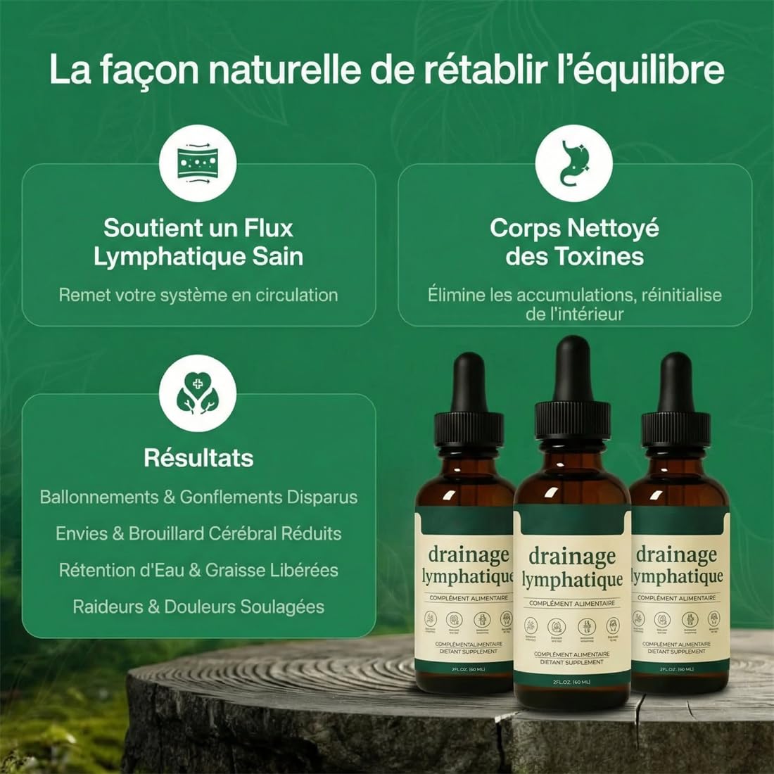 Gouttes Drainantes Lymphatiques – Détox Naturelle, Réduction Gonflements & Rétention d’Eau, Circulation Améliorée – Formule 100% Plantes