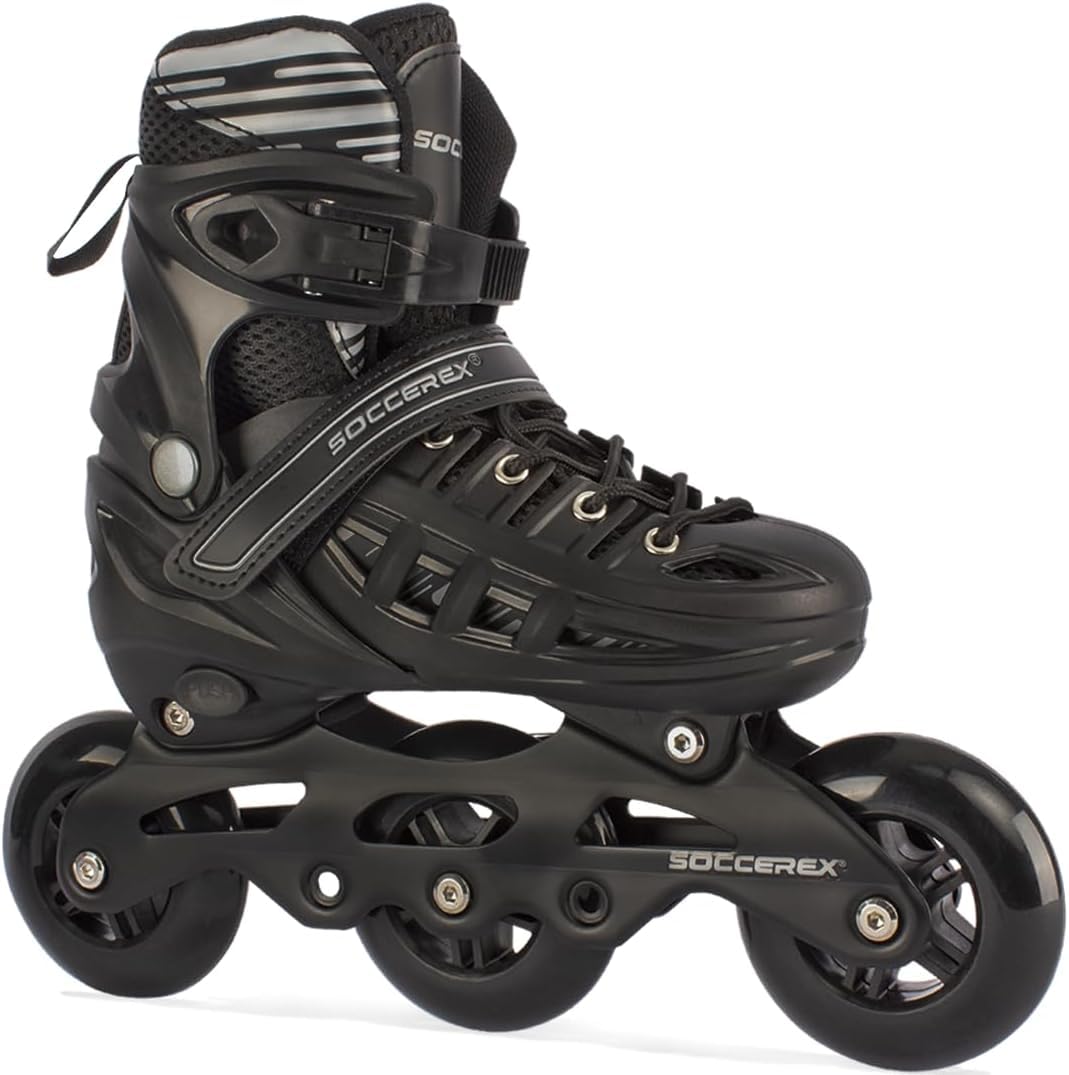 Overs Soccerex 3 WHeels Inline & Roller Skates Shoes for Kids Youth and Adults, Adjustable inline Skates Shoes For Begginers, Outdoor Sports With High Performance Skates Shoes