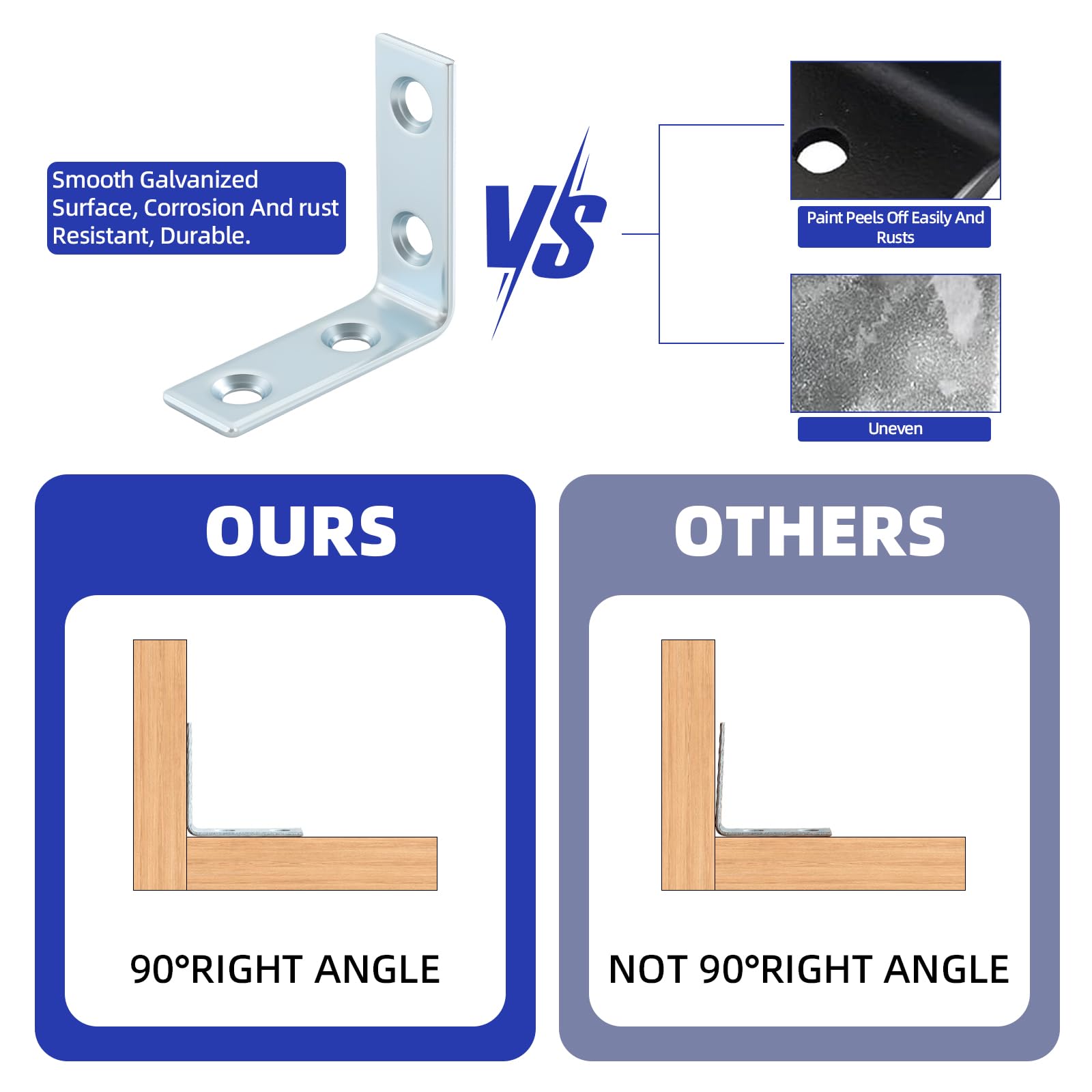 Home Master Hardware - Soportes en ángulo recto para esquinas con tornillos de 1-1/2 pulgadas, 40 unidades