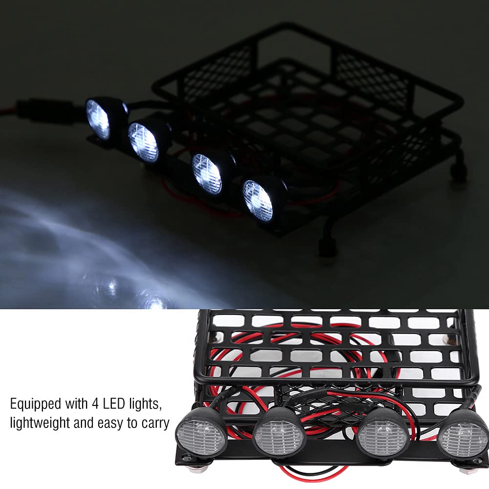 Metall Dachgepäckträger Für RC Auto Axial SCX10 - Mit 4 LED Leuchten