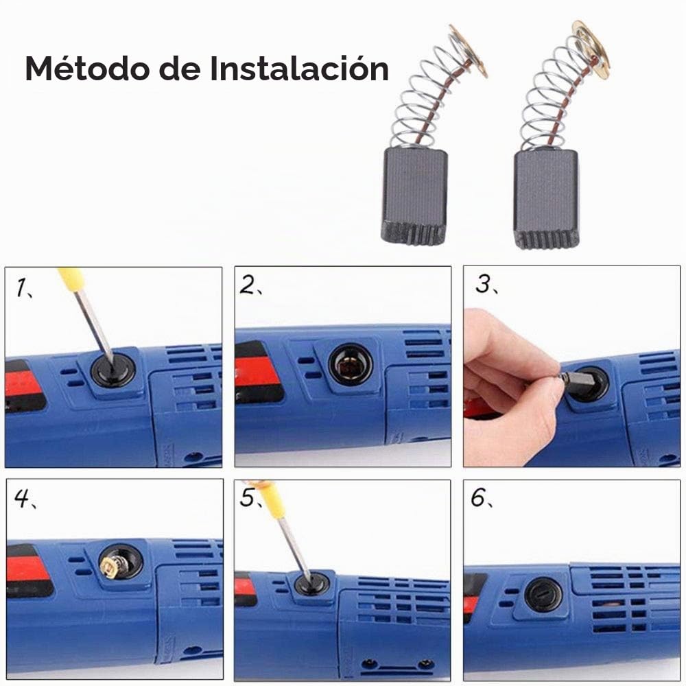 10 escobillas de carbón para motor eléctrico. Escobillas de recambio de varios tamaños para herramientas eléctricas