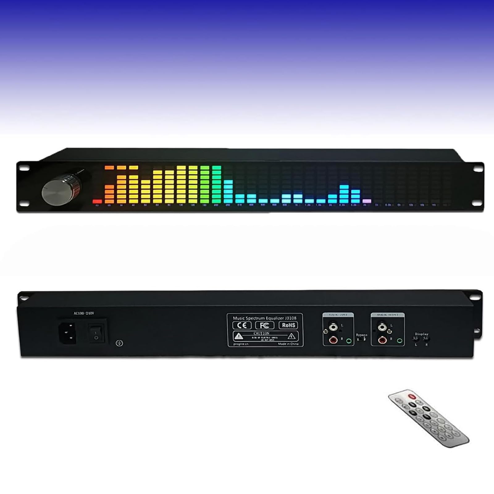 Égaliseur de spectre musical, égaliseur numérique double canal 15 bandes avec télécommande, 31 bandes, plusieurs modes, gain ± 30 dB, réduction intelligente du bruit de sommeil pour barre KTV de scène
