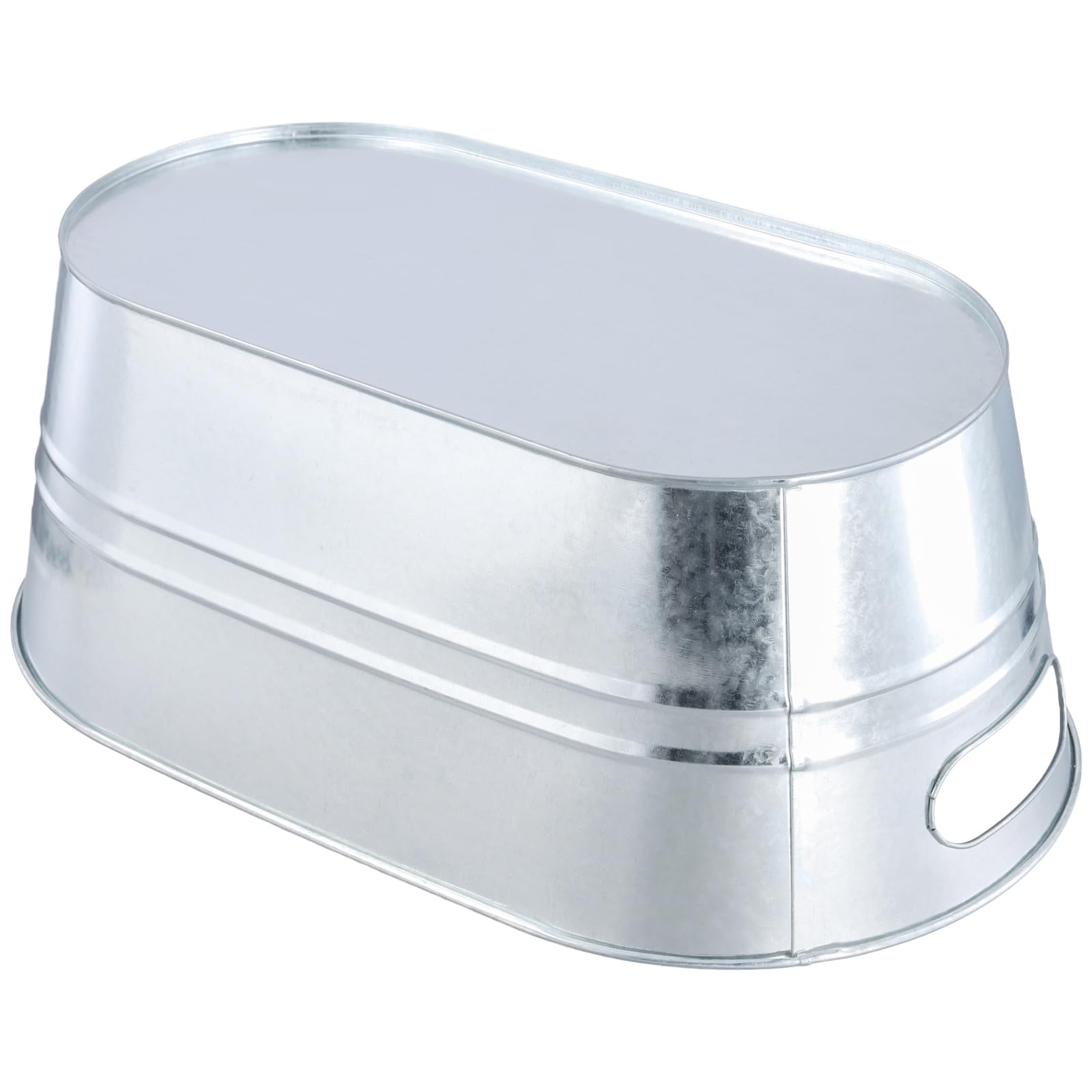 HOIGON 4 Stück ovale Eiskübel, 39,5 x 24,9 cm, verzinkte Getränkewanne, Metall-Eiskübel für Wein, Limonade, Fruchtsaft