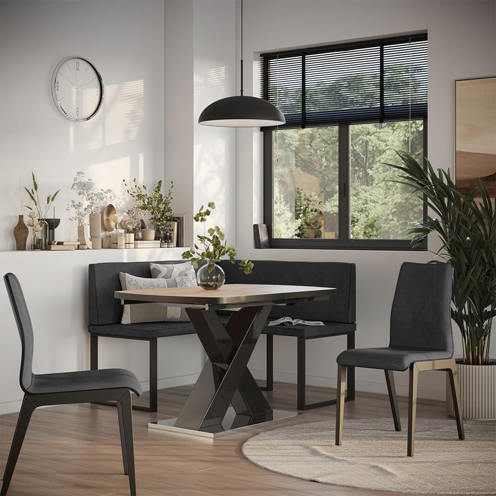 Vicco Eckbank Ravon, Anthrazit, 120 x 120 cm, geeignet als Essbank für Küchen- und Essbereiche