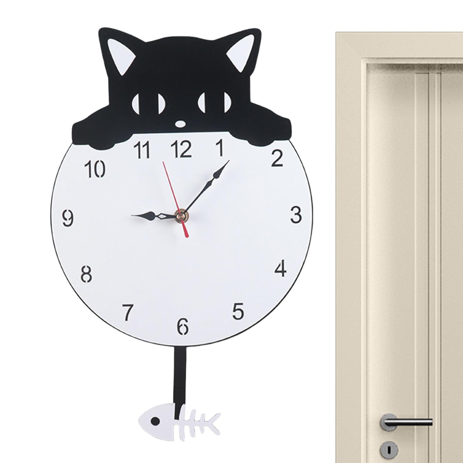 Horloge murale silencieuse motif chat pour décoration salon