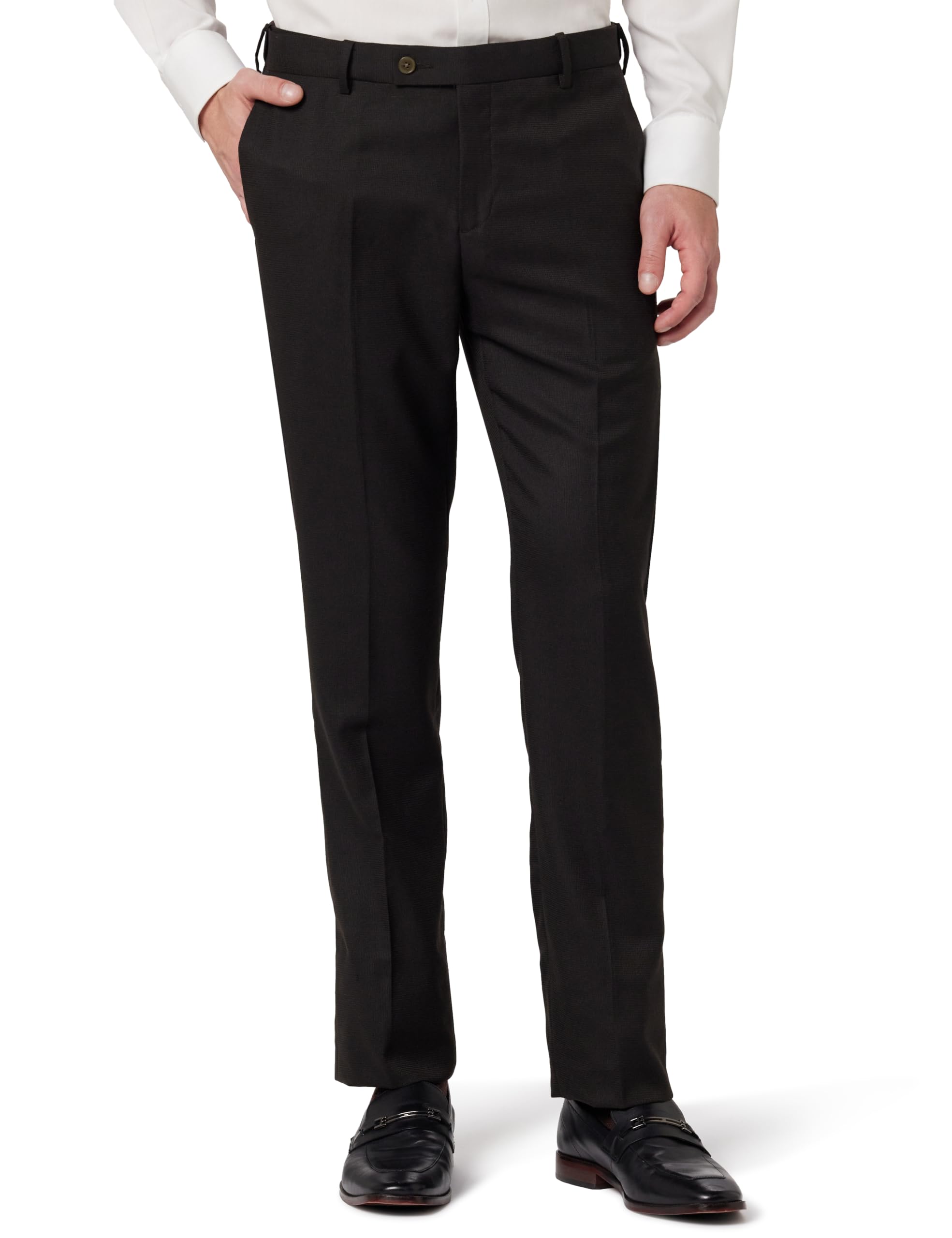 Men Tapered fit Polyester SolidMid-Rise waistTrousers-image-40