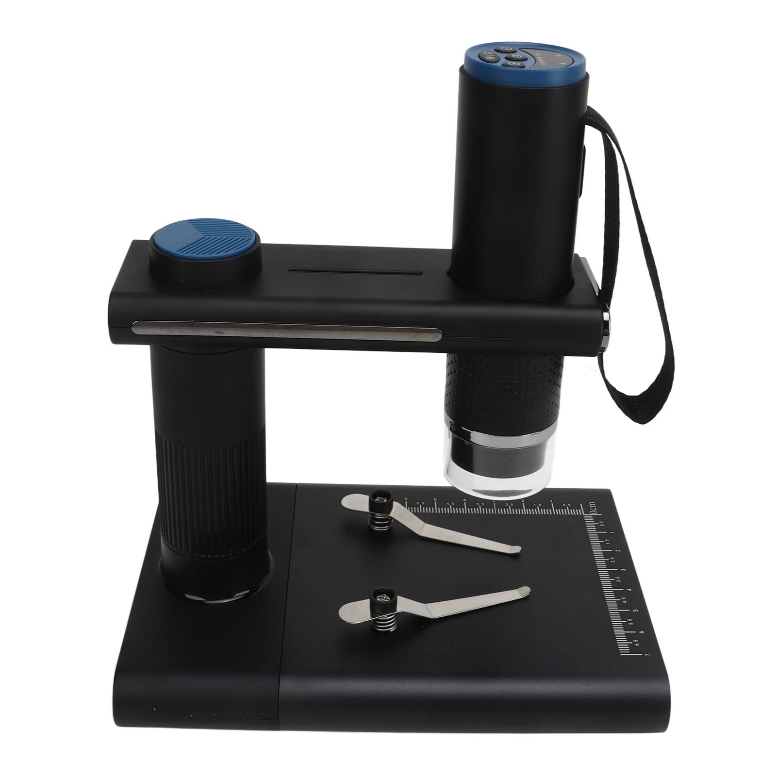 Drahtloses Digitalmikroskop mit 50- Bis 1000-facher Vergrößerung, WLAN, USB, 2-Megapixel-Kamera, 8 LED-Leuchten und Verstellbarem Ständer (Schwarz)