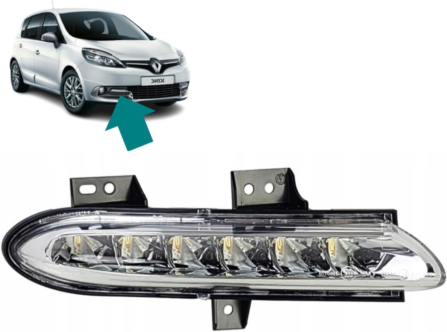 Autocraft Luce di traffico Faro diurno destro (lato passeggero) Diurne LED compatibile per Renault Grand Scenic 3 Scenic 3 (2012-2016) 266003179R