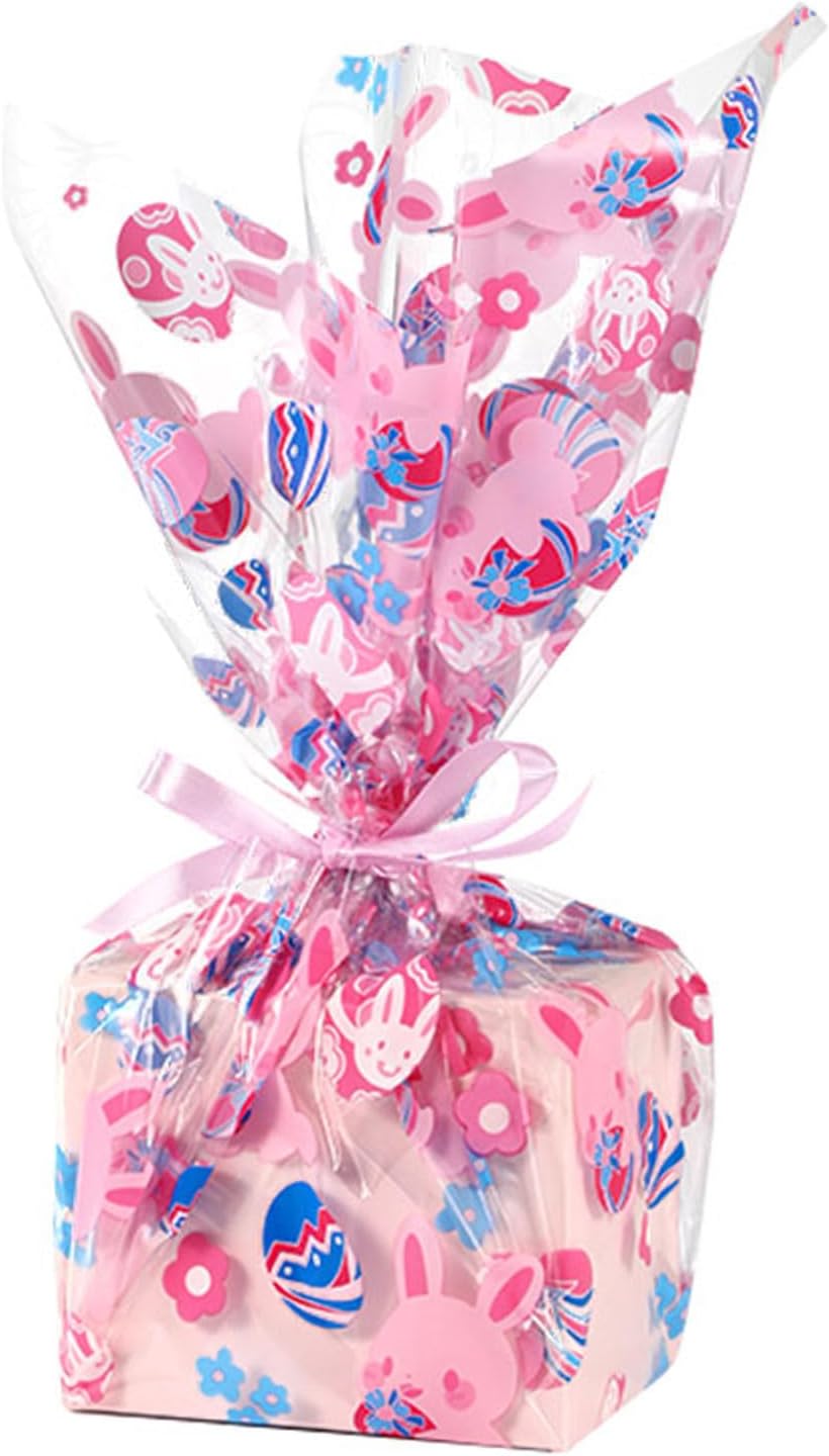 shareluck 100ft Easter Cellophane Wrap Roll - Easter Cello Wrapping Paper for Gift Baskets, Treats-Bunny Design & Eggs Cellophane. (100ft Long x 16” Wide x 2.5Mil)