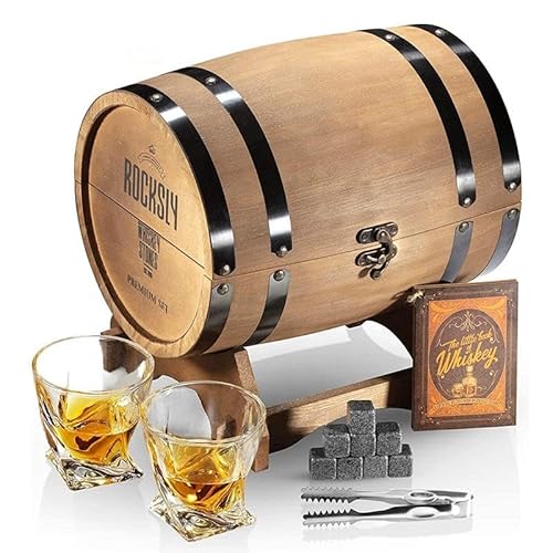 AURORA & SONS- Elegant Whisky Glass Set - 2 Premium Crystal Tumblers with Whiskey Stones Rocks, Lead-Free Glasses and Elegant Gift Box – Best Present for Fathers on Fathers Day.
