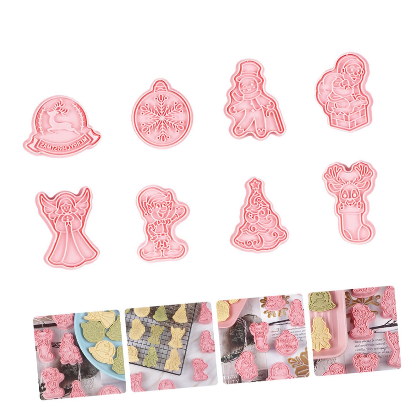 Cabilock 4 Juegos Molde Para Galletas Cortadores De Galletas Sellos Navideños Para Galletas Adornos Navideños Para Galletas Sellos Para Galletas De Fondant Para Fondant Cortadores 8 Uds * 4