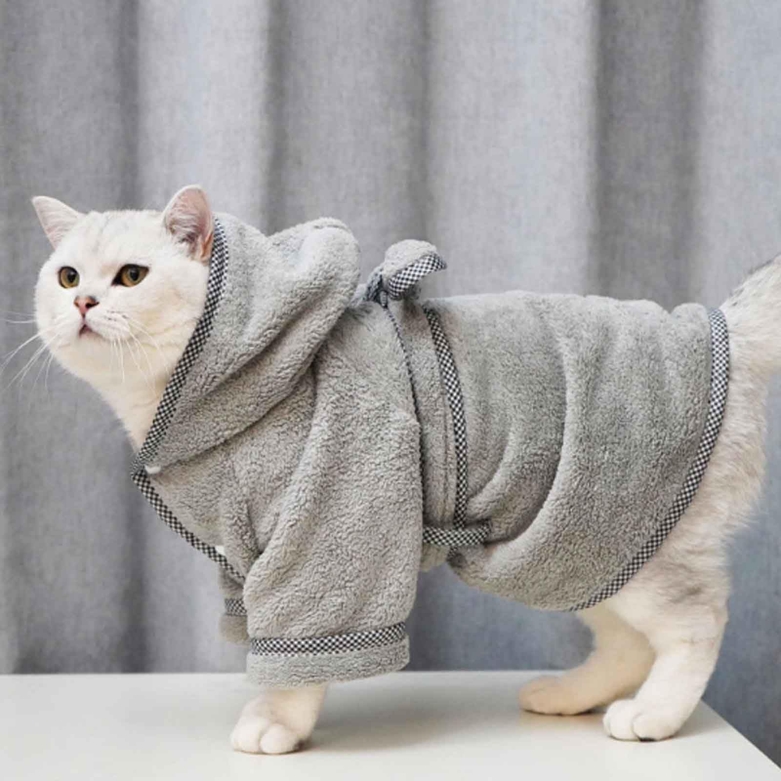 Pet Bathrobe Accappatoio per Cani per Il Dopo Bagno, Asciugamano per Animali da Bagno, Accappatoio con Cappuccio per Cani E Gatti di Tutte Le Razze, Asciugamano Assorbente,Grigio,3XL
