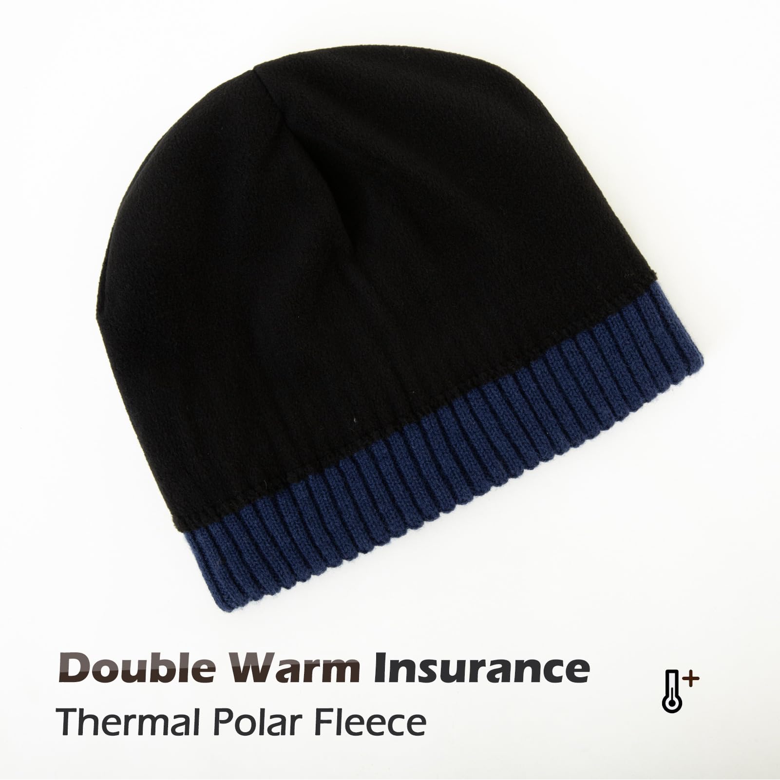 TOP-EX Gorro de lana merino 100 % M/L/XL/XXL - Gorro de invierno con forro polar cálido para clima frío para exteriores y uso diario, 54-64 cm