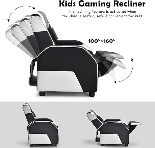 Miniatura 28 de ARLIME Silla reclinable para niños, de piel sintética, con reposapiés, reposabrazos, reposacabezas y soporte lumbar, sofá ajustable para juegos para