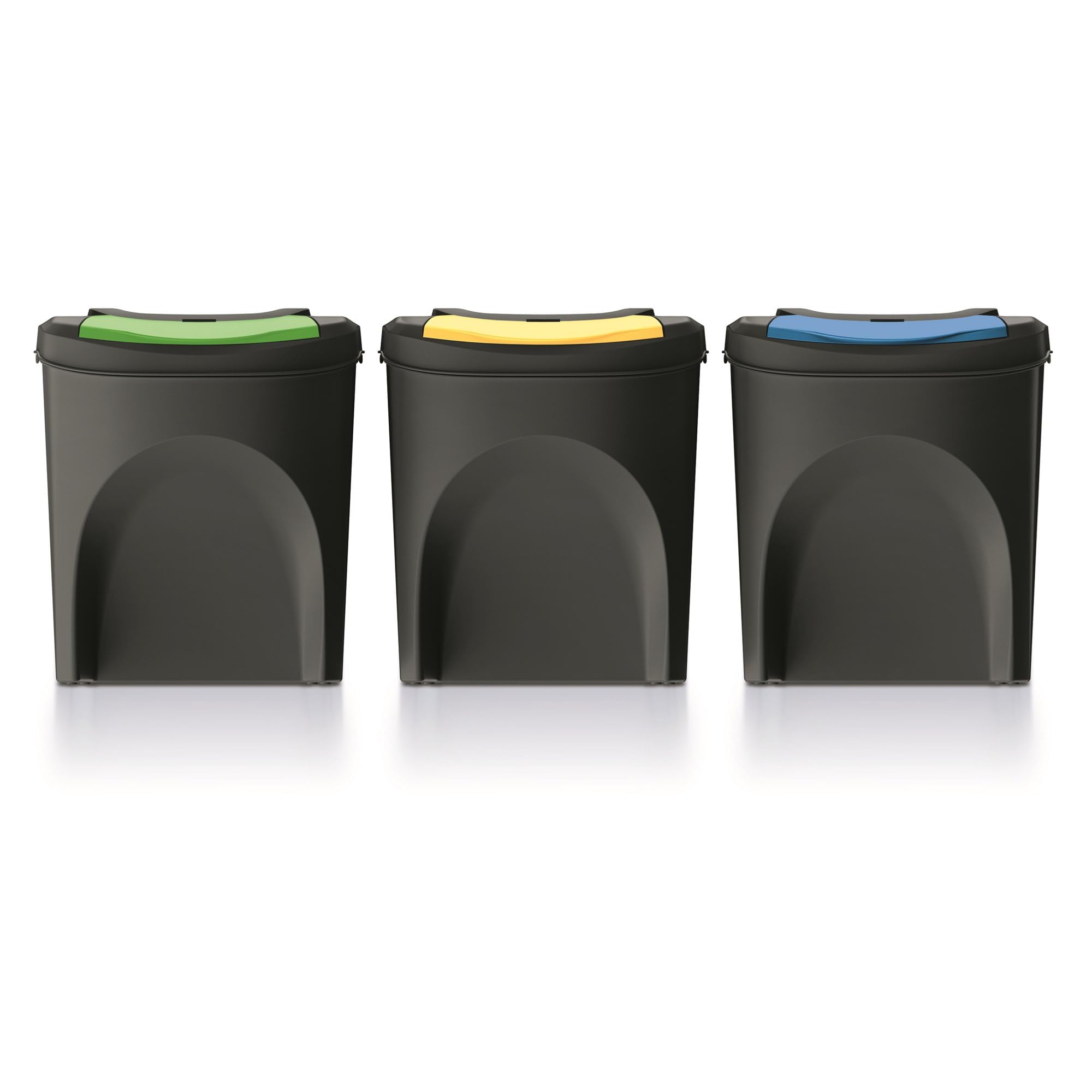 Zestaw 3 pojemników na śmieci KEDEN SORTIBOX 100% tworzywo sztuczne z recyklingu, czarny, 75 l