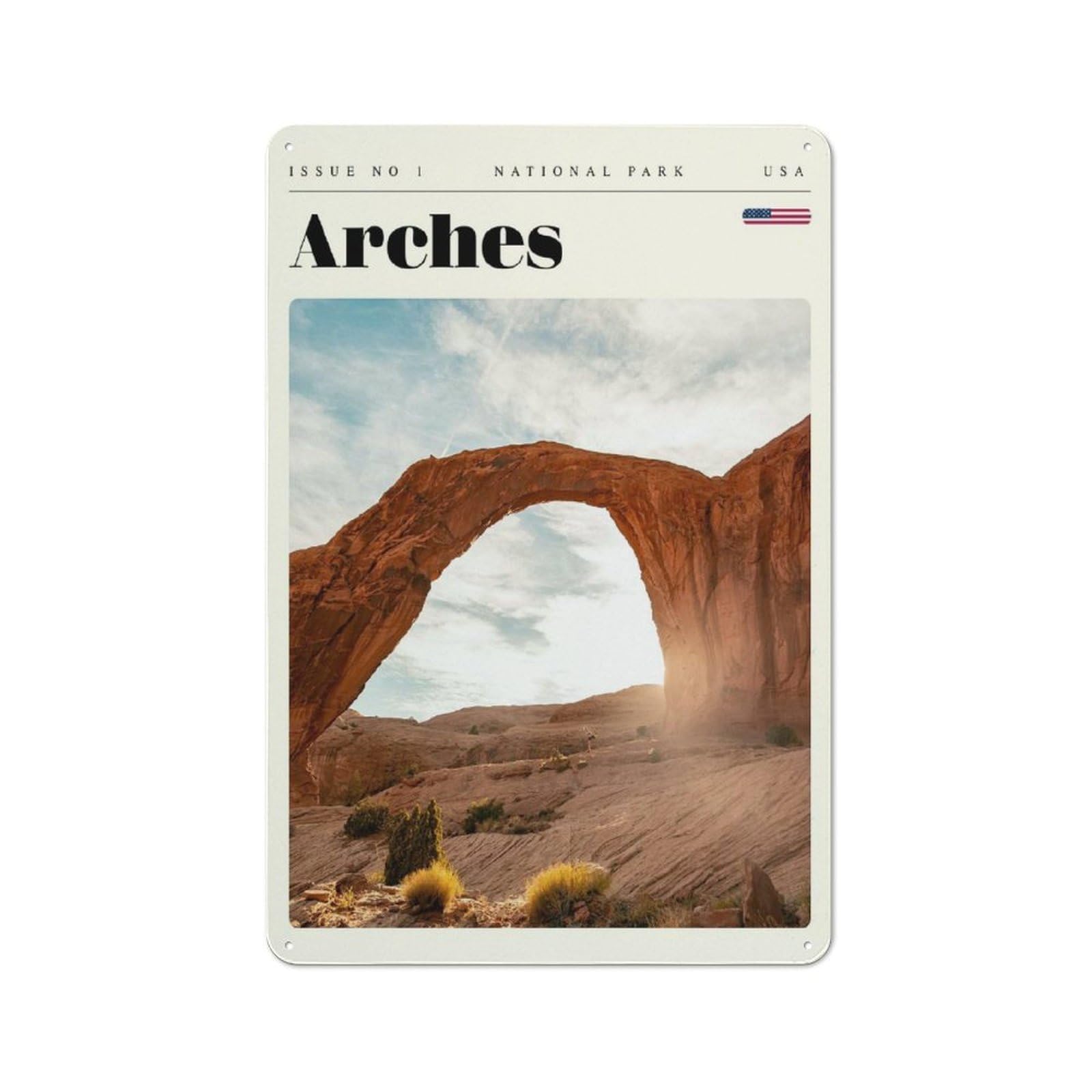 Junmoney Style-6 Urban Arches National Park Utah Travel Art Decorative Metal Plaque 30X20cm, Urban Room Decor For Flat, Bar, Studio Or Gallery Wall