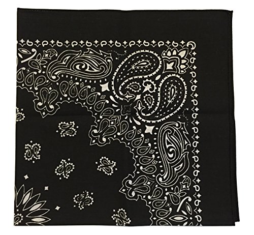 USA Made Military Army Trainmen Paisley 22" x 22" Bandanas (Black)