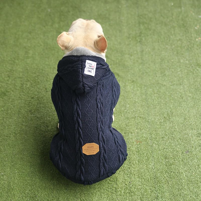 MismxcMedium Dog Winter Coat, Cold Weather Sweater for Medium Dogs, Fleece French Bull Coat for Dogs, XX-Large, Dark Blue