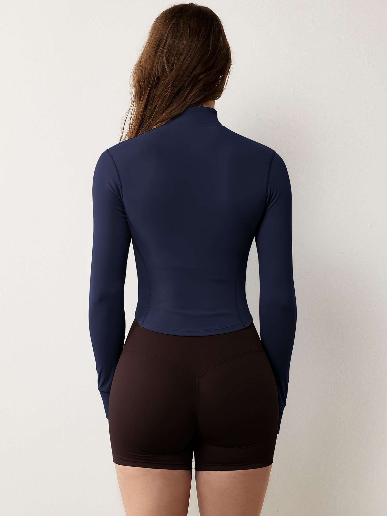 GYM RAINBOW Womens Zip Up Athletic Jacket Lightweight Contour Fit Gym Fitness Workout Jackets with Thumb Holes(#1 Navy,X-Small)