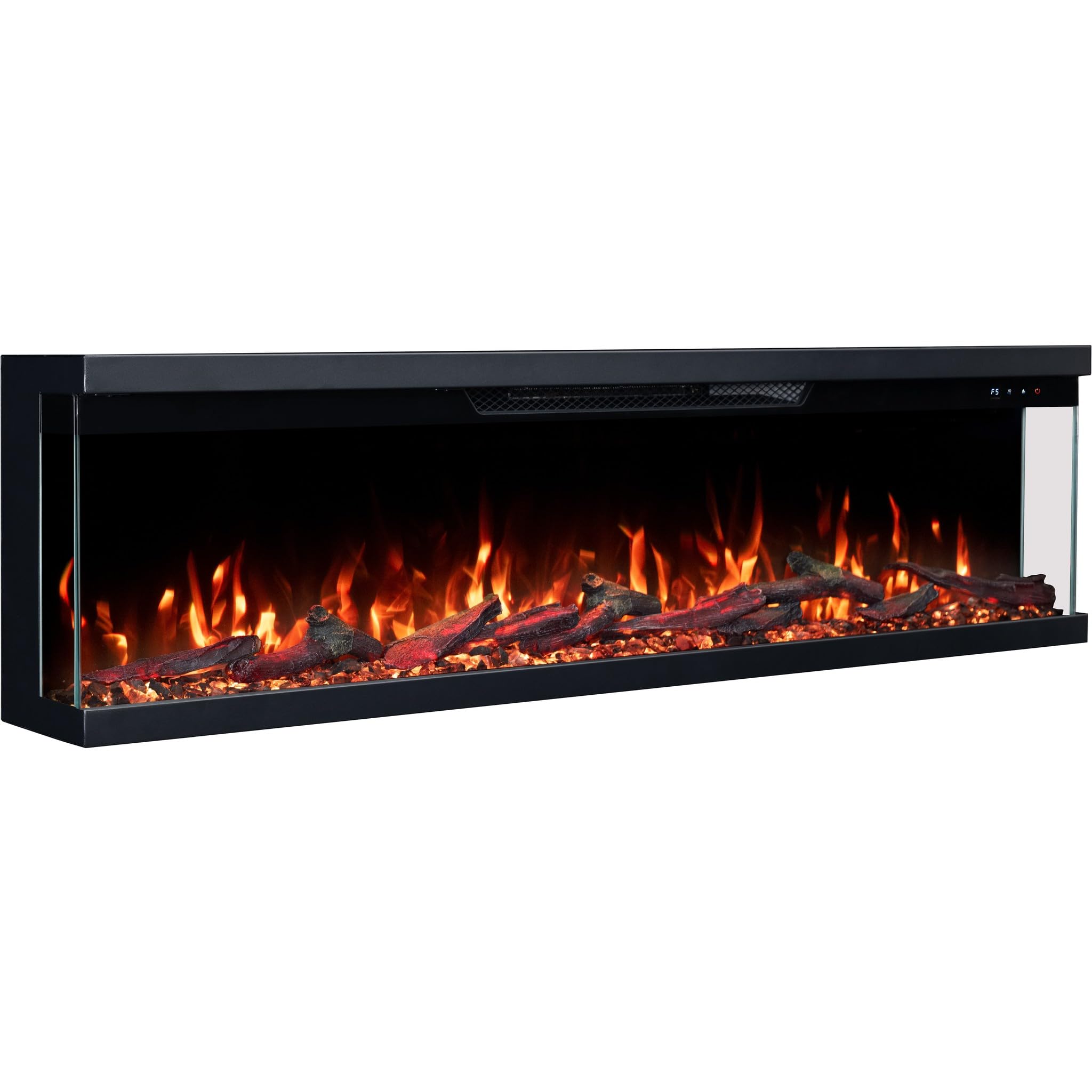 Unity - Camino elettrico a 3 lati, per montaggio a parete e da incasso, con riscaldamento 900/1800 W (127x36x19)