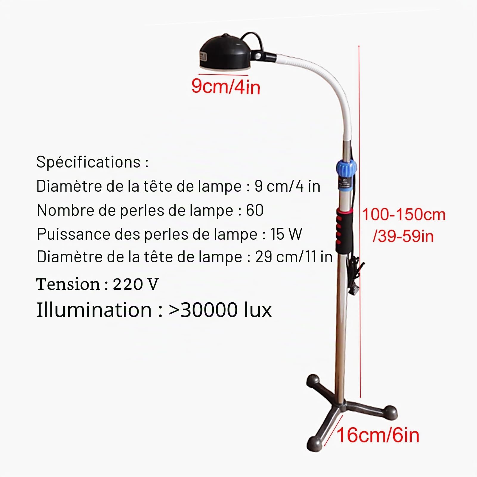 Lampe d'Examen Médical LED Sur Pied, Lumière d'Examen LED Éclairage Haute Luminosité, Tête Rotative À 360° pour Gynécologie, Oto-rhino-laryngologie et Dentisterie