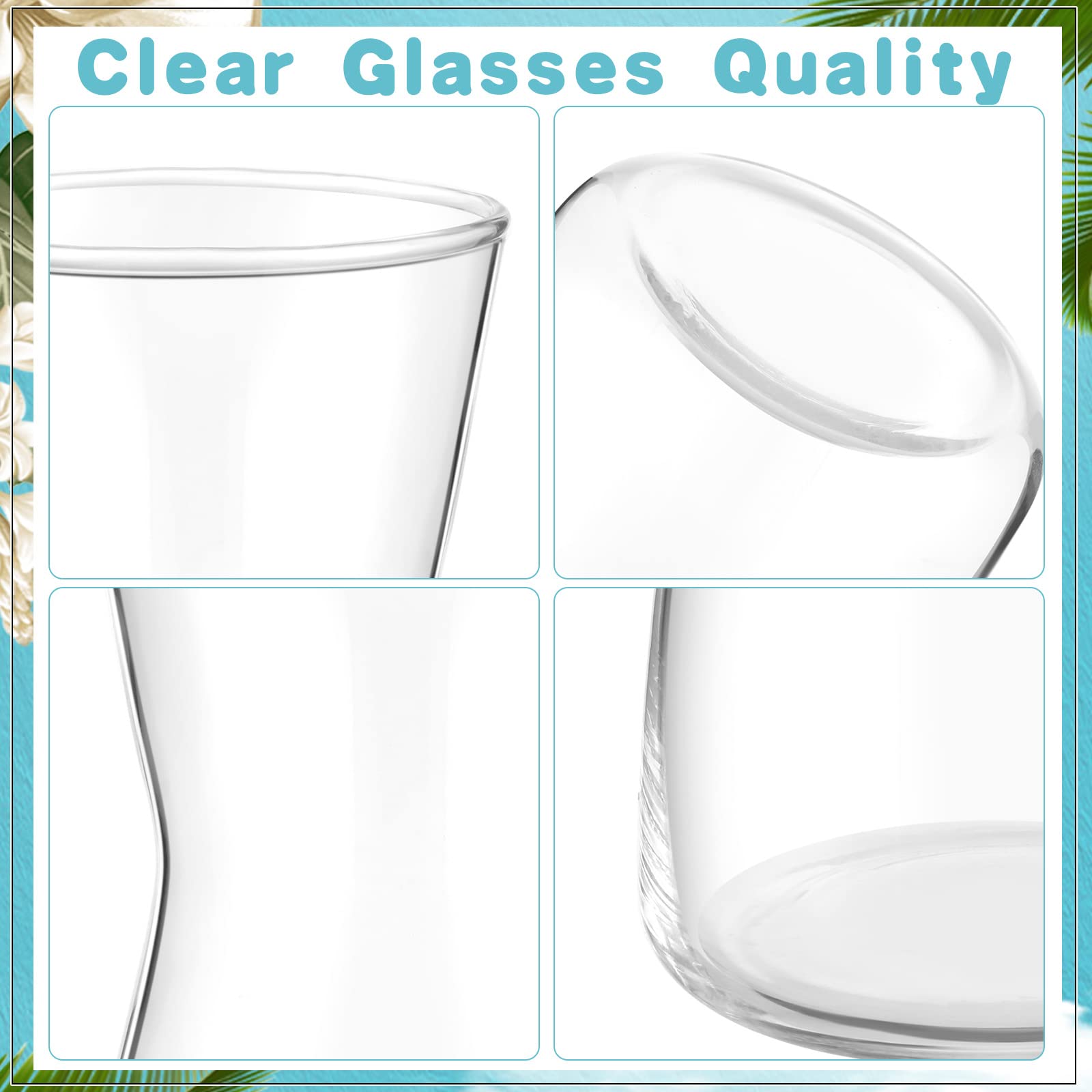 6 Pcs 8'' Tall Clear Flower Vase Wide Mouth Crystal Glass Vase Modern Boho Style Decorative Vases for Centerpieces Bulk Tall Vase for Flower Bouquets Rustic Home Decor Wedding Housewarming Gift