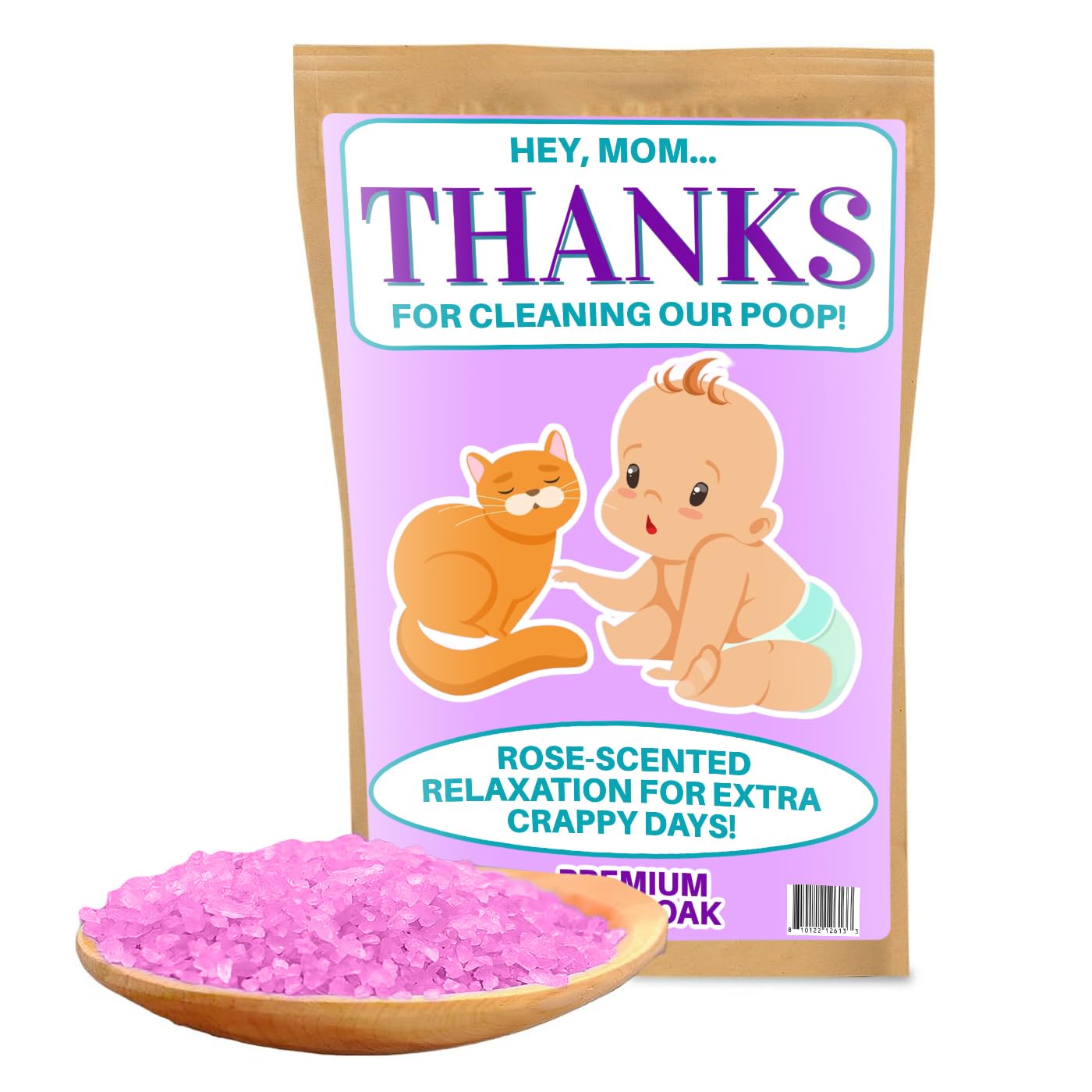 Thanks for Cleaning Our Poop Rose Fragrance Bath Soak Relaxing Bath for Moms and Crazy Cat Lady Gift for Women Quality Self-Care Sea Salts