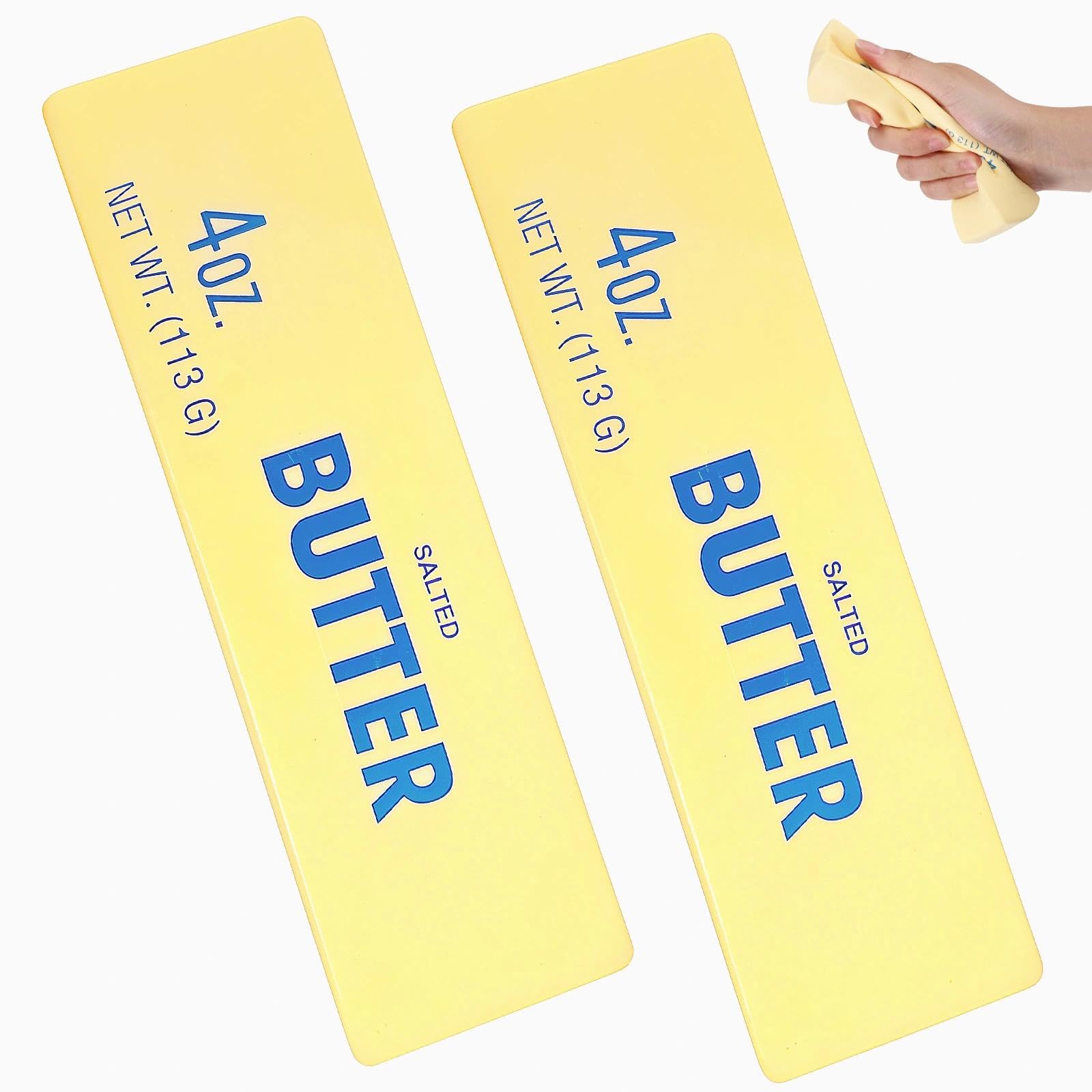 2Pcs Butter Squishy Toy, Soft Squeeze Fidget Toy, Portable Hand Play Toy for Kids Adults Daily Leisure
