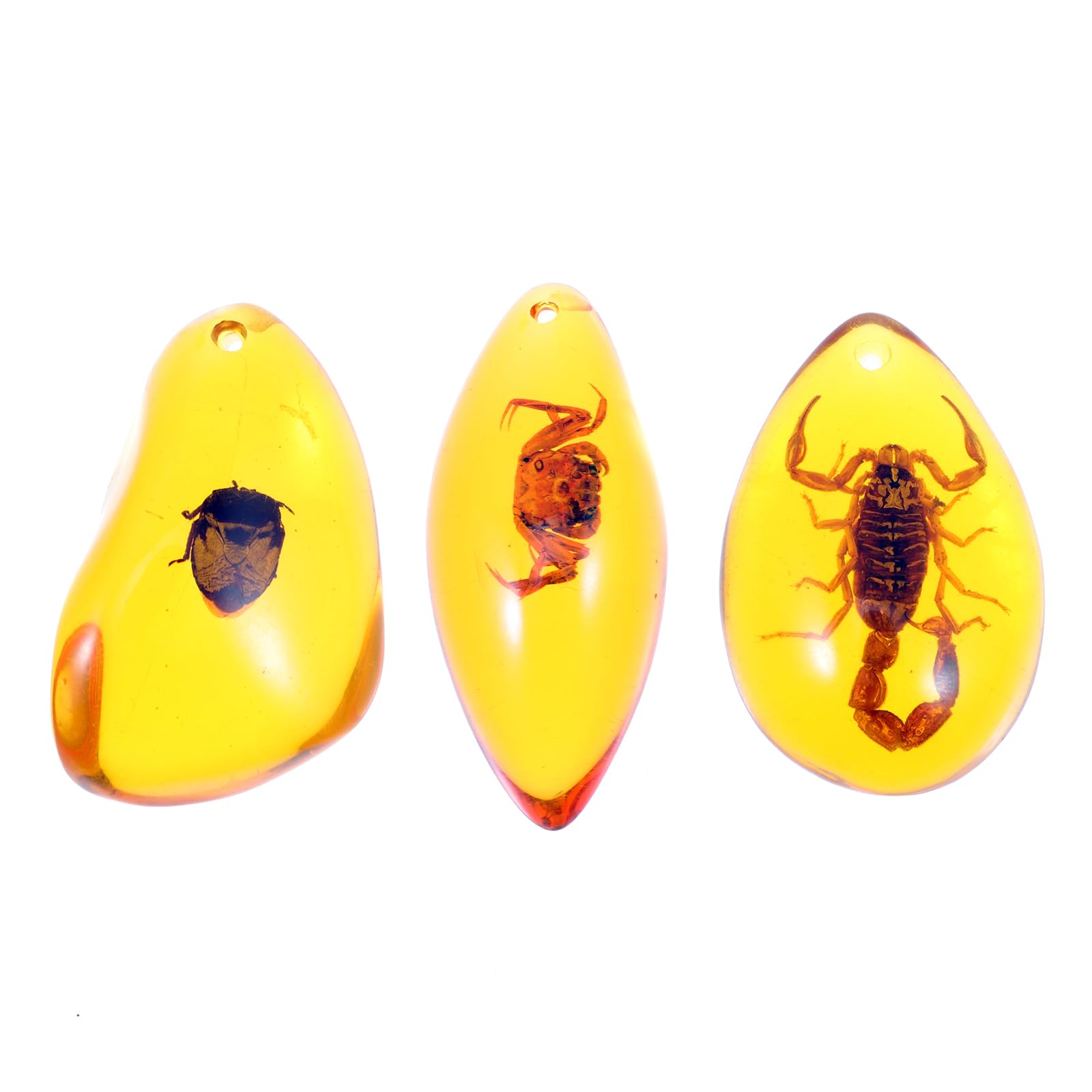 3pcs Amber Insect Specimens Pendants Amber Fossil Insect Artificial Amber Insect Specimen Pendant Scorpions Insects Amber Stone Ornament for Necklace