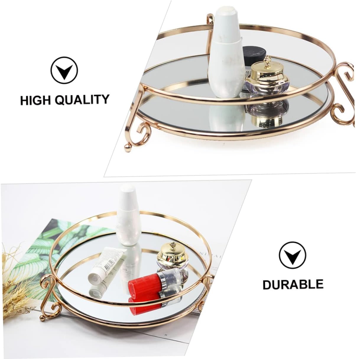 1pc Mirror Makeup Storage Tray Elegant and Organizer for Cosmetics Stylish Decorative Desktop Holder for Home and Vanity Use