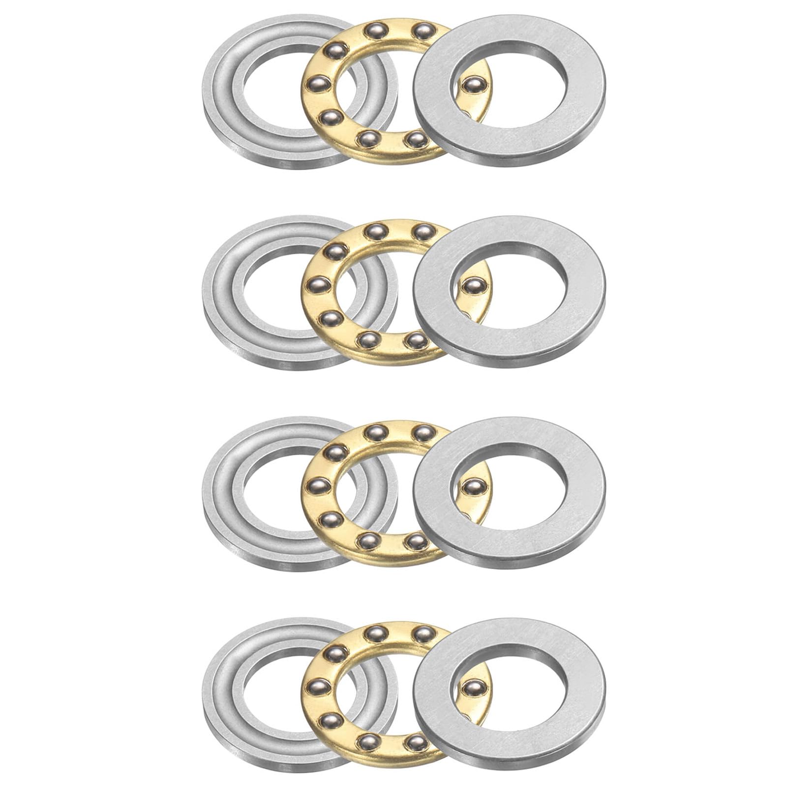 uxcell Lot de 4 roulements à billes F8-14M, 8 mm x 14 mm x 4 mm, roulements de butée miniatures avec rondelles en acier chromé à sens unique pour systèmes de convoyeur, machines-outils