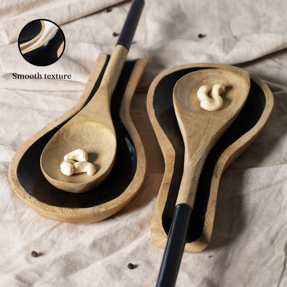 Repose-cuillère En Bois De Hêtre - Porte Ustensiles De Cuisine (Louche, Spatule, Pince) Pour Plan De Travail Propre