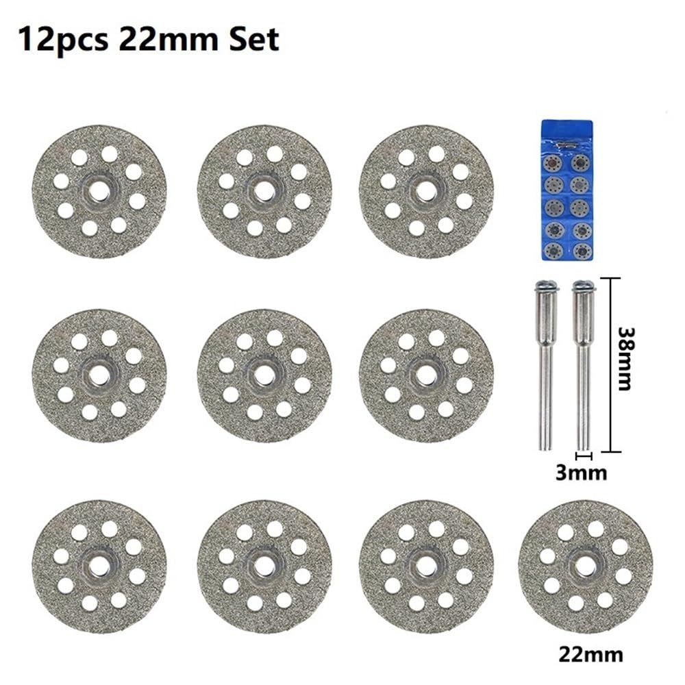 Diamentowe brzeszczoty do pił, 12 szt. 20-30 mm diamentowych tarcz tnących do cięcia kamienia, szkła, płytek metalowych, tarczy tnącej z trzpieniem 3(22mm)