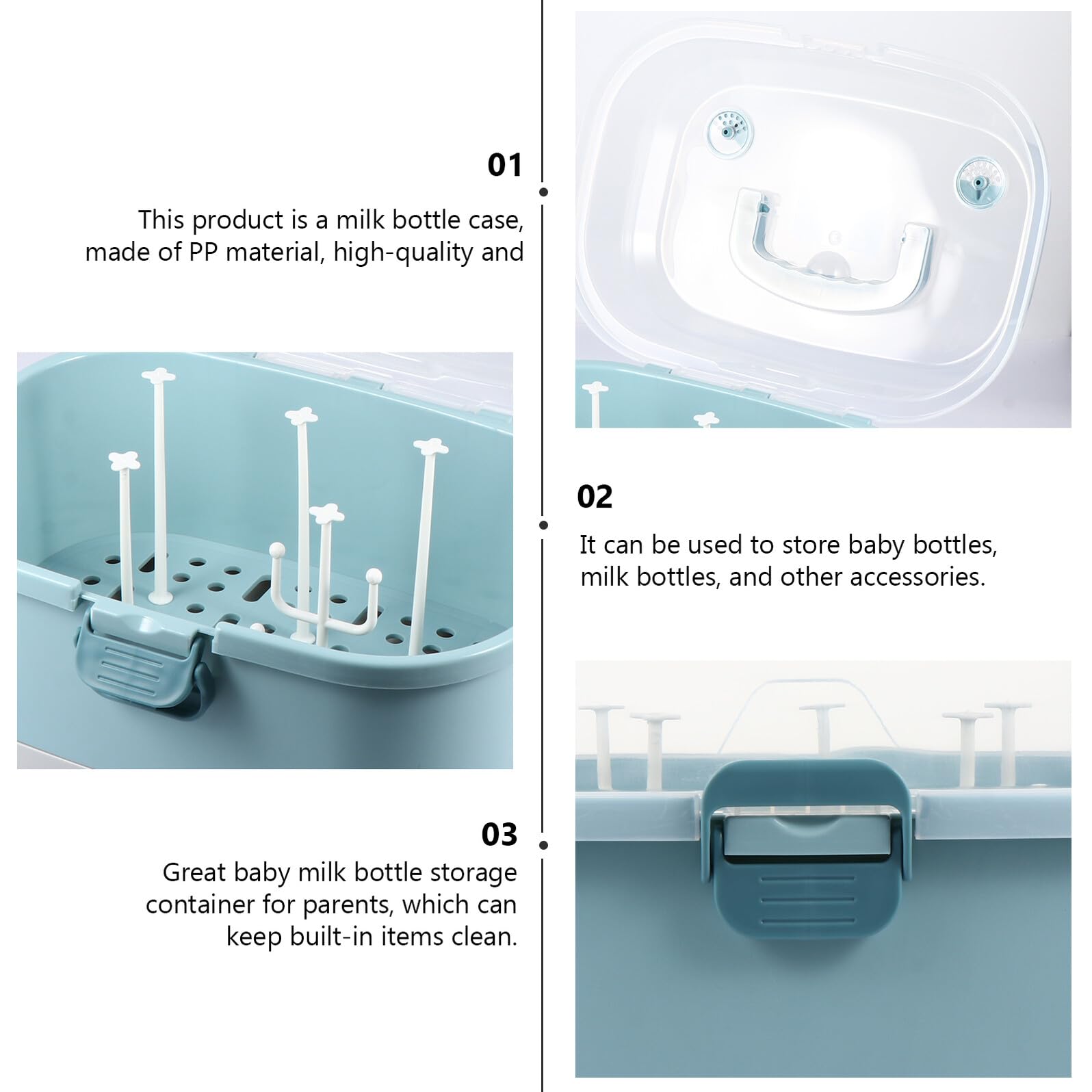 Große Babyflaschen Aufbewahrungsbox, Tragbar, 1 Stück, Blau | Pp Ausführung, für Schnuller und Milchpulverdosen, Zuhause und Unterwegs, Leichtes Format