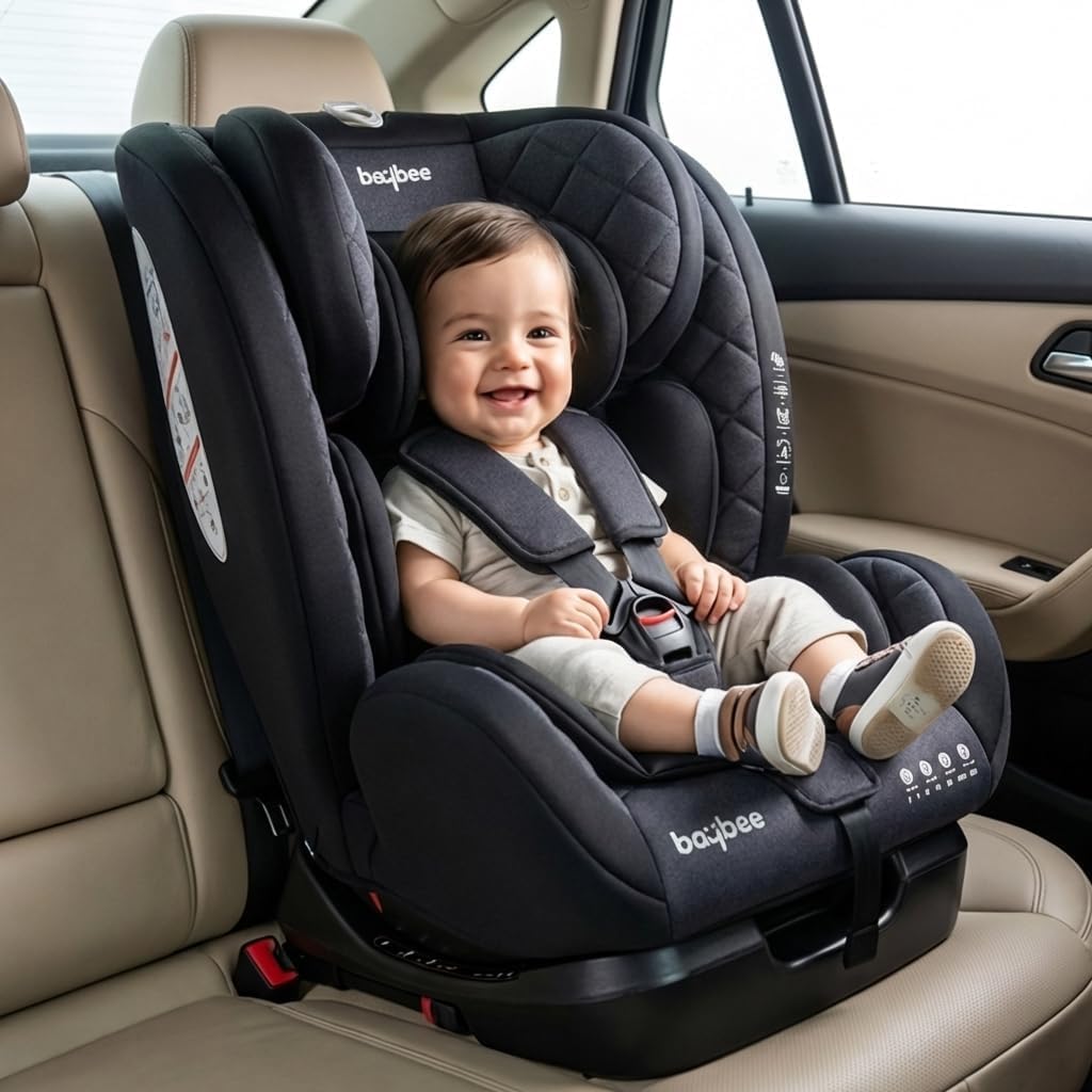 Baybee Convertible Car Seat for Baby 0 to 12 Years with ISOFIX, 3 Position Recline, Headrest Adjustable | ECE R44/04 Safety Certified | Travel Baby Car Seat for Toddlers Kids Boys Girls (Black)-picture-10
