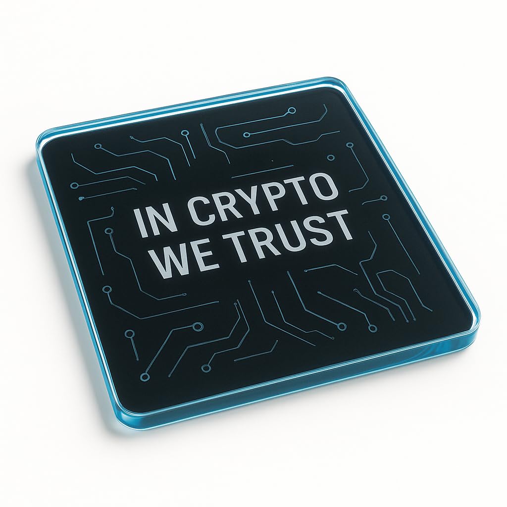 The Plum Penguin Crypto Glow Edge Modern Acrylic Coaster Gift - Crypto Edge Futuristic Design Table Accessory For Tech Enthusiasts