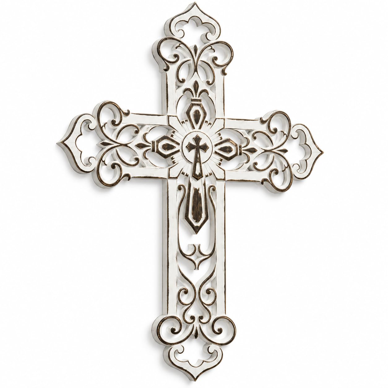 Amazon.com: Comfy Hour 13.3 Inch Vintage White Cross Wall Decor