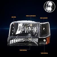 Vista 8 de PM PERFORMOTOR LED DRL - Barra de luz LED de repuesto para faros delanteros de doble LED, color negro, compatible con 92-96 F150 / F250 / F350