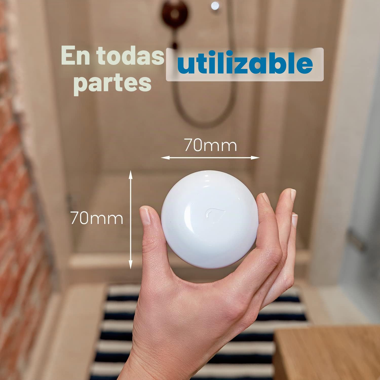 Shelly Flood - Detector de Fugas de Agua WiFi, Alarma de Sensor de Agua con notificación de aplicación en Tiempo Real, Sensor de Temperatura Integrado, Alcance 30-50 m
