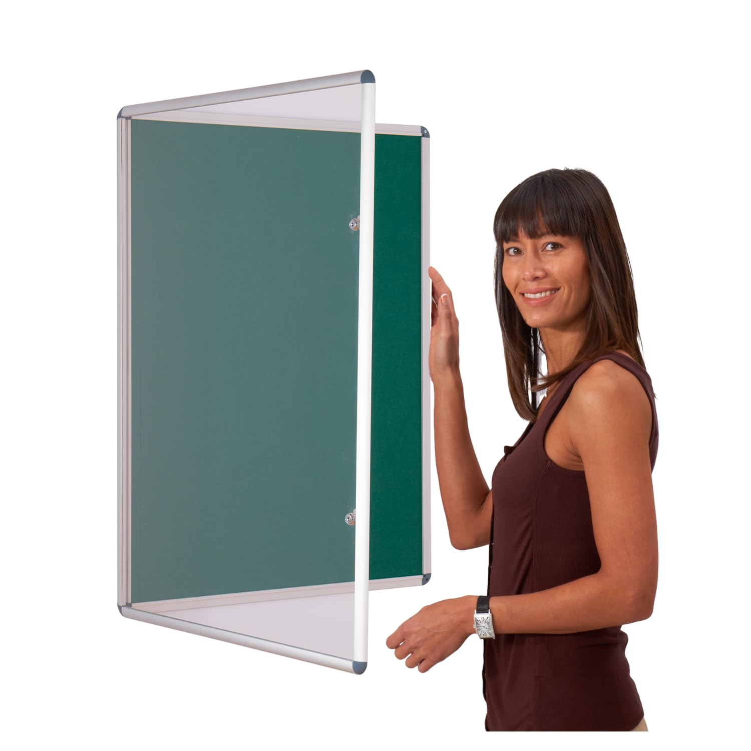 Tamperproof Lockable Felt Noticeboard | 900 x 600 mm | Green | with Double Locks & Keys | Ideal for Office, School Displays, venues, Family centres