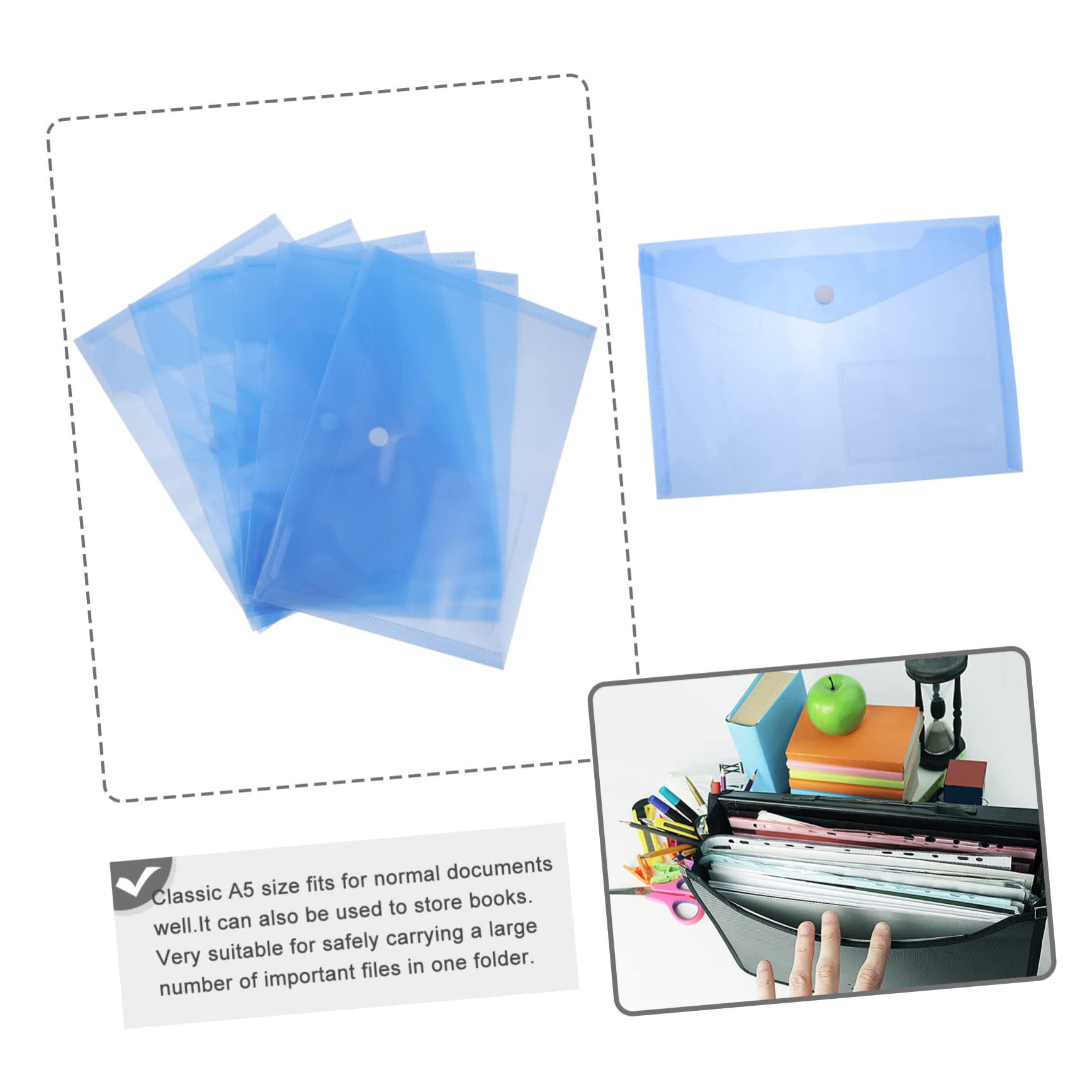 Pochette Plastique A4,Pochettes Perforées Extensibles A4,15PC Pochette Dossier Sachet,Poche