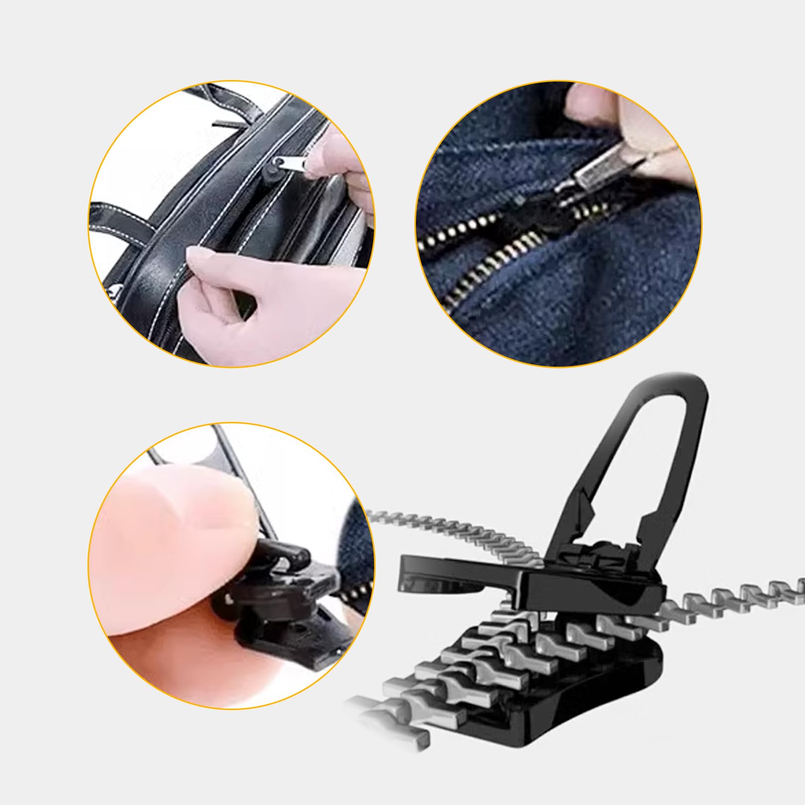 Kit Riparazione Cerniere Lampo - 6 Cursori In 3 Misure | Per Giubbetti, Borse, Valigie | Senza Attrezzi - Foto 11