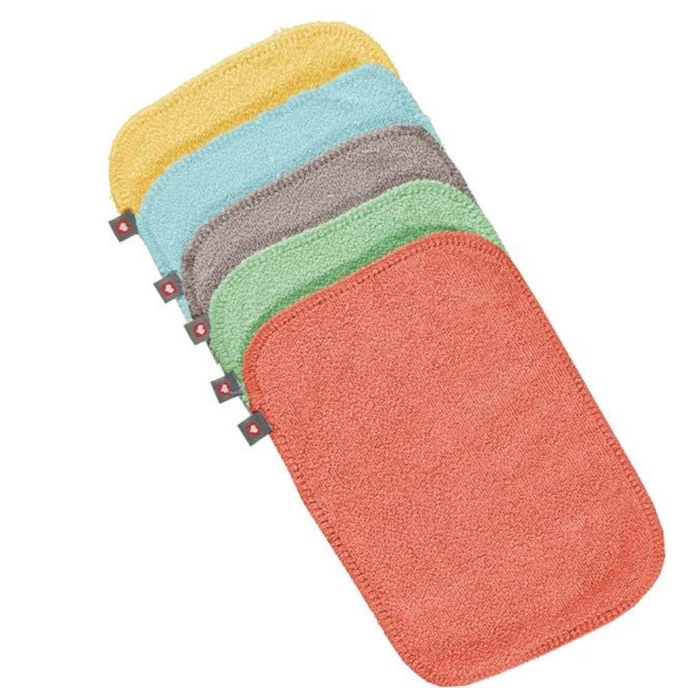 Close Salviette riutilizzabili in bambù – 10 salviette lavabili per bambini, 20 x 15 cm, colori pastello, extra morbide e riutilizzabili, per mani e viso del bambino
