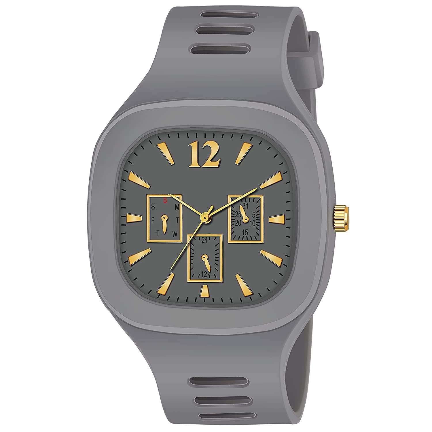 Rozti Square Multi Dial Silicon Strap Stylish Designer Analog Watch for Boys & Men (B0CK27BNYS) Amazon Price History, Amazon Price Tracker
