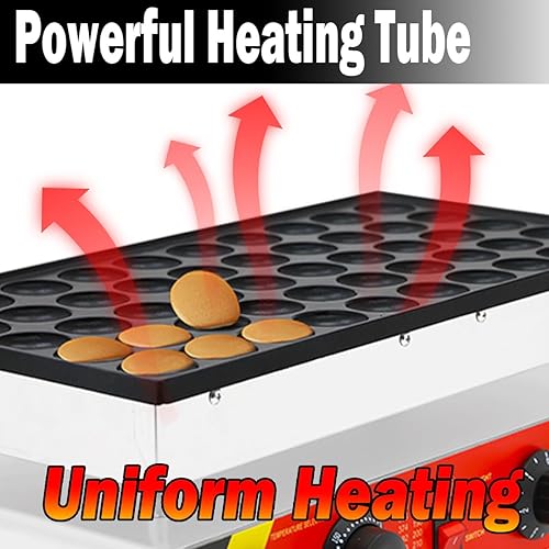 Miniatura 5 de Máquina para hacer panqueques eléctrica comercial, 50 agujeros, 1.8 pulgadas, mini panqueques holandeses, parrilla, panadero, waffle, muffins,